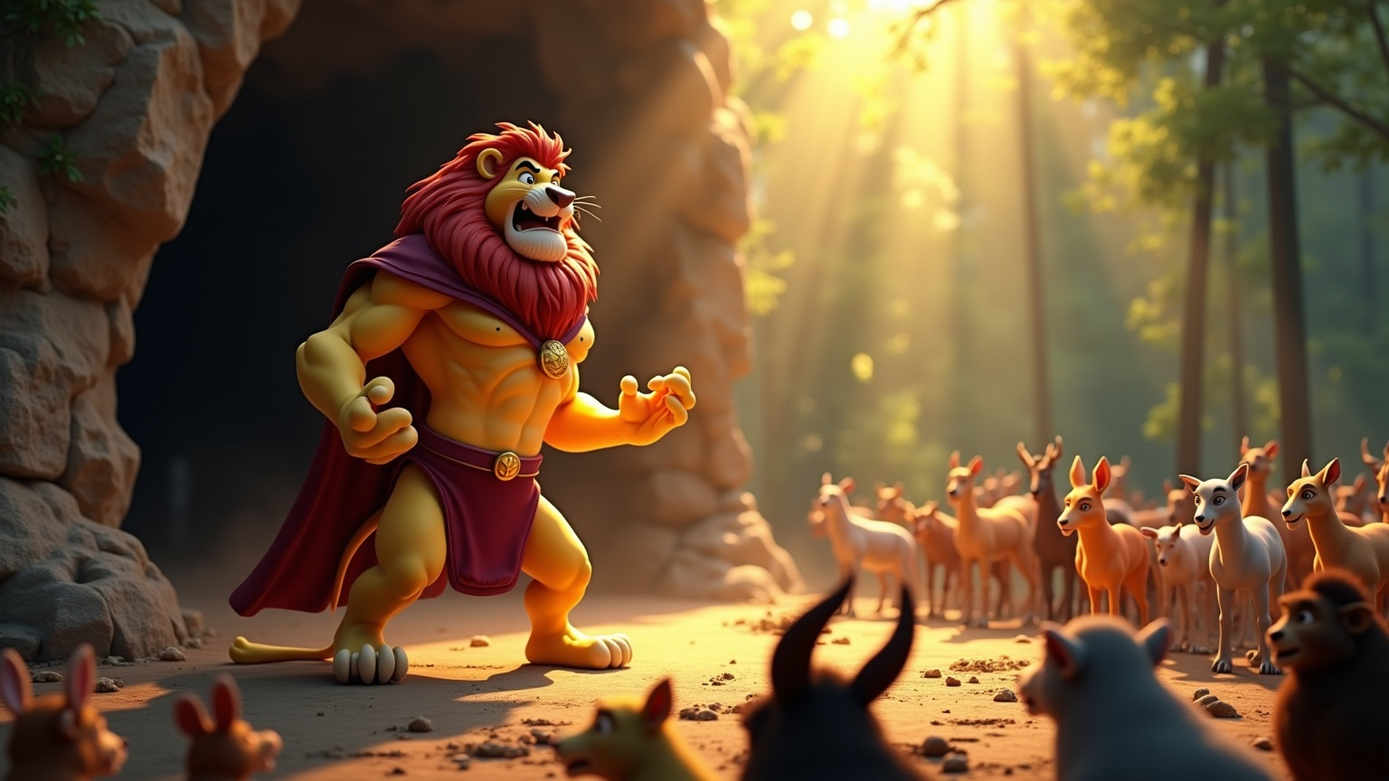 Lion and Hare Cruel Lion Outwitted